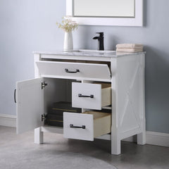 Altair Maribella 36" Single Bathroom Vanity Set with Marble Countertop - The Home Selection
