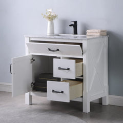 Altair Maribella 36" Single Bathroom Vanity Set with Marble Countertop - The Home Selection