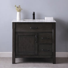 Altair Maribella 36" Single Bathroom Vanity Set with Marble Countertop - The Home Selection