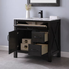 Altair Maribella 36" Single Bathroom Vanity Set with Marble Countertop - The Home Selection