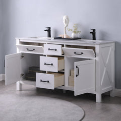 Altair Maribella 60" Double sinks Bathroom Vanity Set with Marble Countertop - The Home Selection