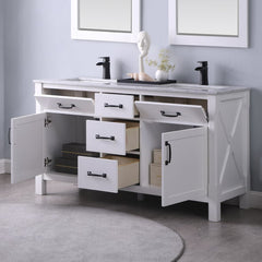 Altair Maribella 60" Double sinks Bathroom Vanity Set with Marble Countertop - The Home Selection