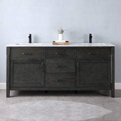 Altair Maribella 72" Double sinks Bathroom Vanity set with Marble Countertop - The Home Selection