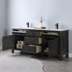 Altair Maribella 72" Double sinks Bathroom Vanity set with Marble Countertop - The Home Selection