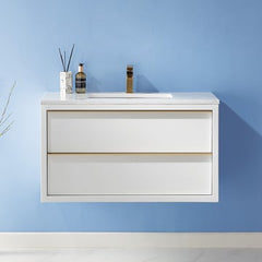 Altair Morgan 36" Single Bathroom Vanity Set with Stone Countertop - The Home Selection