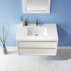 Altair Morgan 36" Single Bathroom Vanity Set with Stone Countertop - The Home Selection