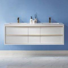 Altair Morgan 60" double Sinks Bathroom Vanity Set with Stone Countertop - The Home Selection