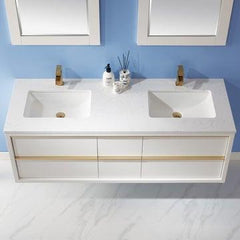 Altair Morgan 60" double Sinks Bathroom Vanity Set with Stone Countertop - The Home Selection