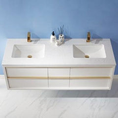 Altair Morgan 60" double Sinks Bathroom Vanity Set with Stone Countertop - The Home Selection