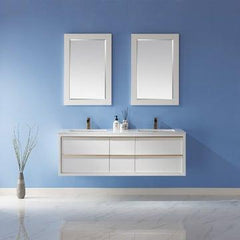 Altair Morgan 60" double Sinks Bathroom Vanity Set with Stone Countertop - The Home Selection