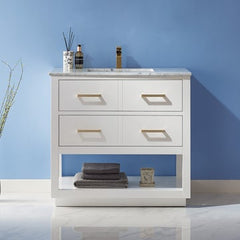 Altair Remi 36" Single Bathroom Vanity Set in Marble Countertop - The Home Selection