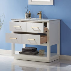 Altair Remi 36" Single Bathroom Vanity Set in Marble Countertop - The Home Selection