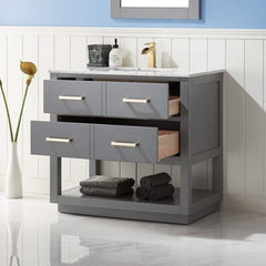 Altair Remi 36" Single Bathroom Vanity Set in Marble Countertop - The Home Selection