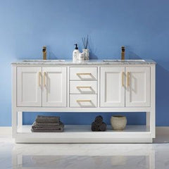 Altair Remi 60" double Sinks Bathroom Vanity Set with Marble Countertop - The Home Selection