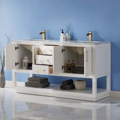 Altair Remi 60" double Sinks Bathroom Vanity Set with Marble Countertop - The Home Selection