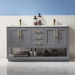Altair Remi 60" double Sinks Bathroom Vanity Set with Marble Countertop - The Home Selection