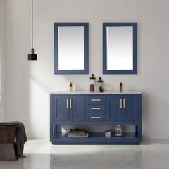 Altair Remi 60" double Sinks Bathroom Vanity Set with Marble Countertop - The Home Selection
