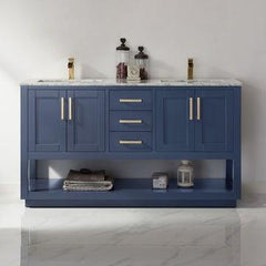 Altair Remi 60" double Sinks Bathroom Vanity Set with Marble Countertop - The Home Selection