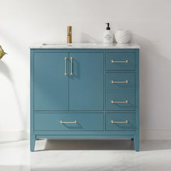Altair Sutton 36" Single Sink Bathroom Vanity Set with Marble Countertop - The Home Selection
