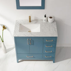 Altair Sutton 36" Single Sink Bathroom Vanity Set with Marble Countertop - The Home Selection