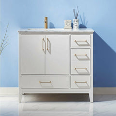 Altair Sutton 36" Single Sink Bathroom Vanity Set with Marble Countertop - The Home Selection