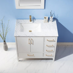 Altair Sutton 36" Single Sink Bathroom Vanity Set with Marble Countertop - The Home Selection