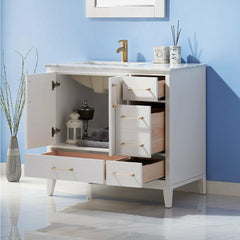 Altair Sutton 36" Single Sink Bathroom Vanity Set with Marble Countertop - The Home Selection