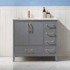 Altair Sutton 36" Single Sink Bathroom Vanity Set with Marble Countertop - The Home Selection