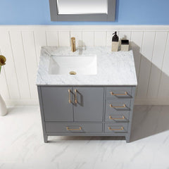 Altair Sutton 36" Single Sink Bathroom Vanity Set with Marble Countertop - The Home Selection