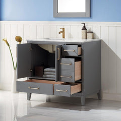 Altair Sutton 36" Single Sink Bathroom Vanity Set with Marble Countertop - The Home Selection