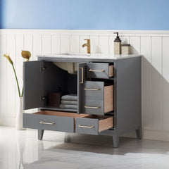 Altair Sutton 36" Single Sink Bathroom Vanity Set with Marble Countertop - The Home Selection