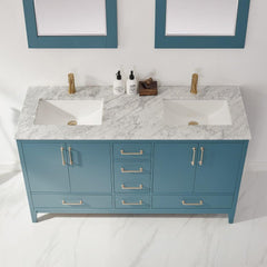 Altair Sutton 60" Double Sinks Bathroom Vanity Set with Marble Countertop - The Home Selection