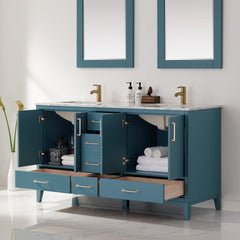 Altair Sutton 60" Double Sinks Bathroom Vanity Set with Marble Countertop - The Home Selection