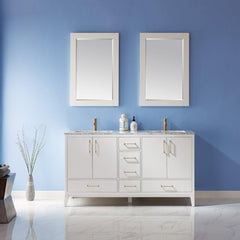 Altair Sutton 60" Double Sinks Bathroom Vanity Set with Marble Countertop - The Home Selection