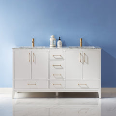 Altair Sutton 60" Double Sinks Bathroom Vanity Set with Marble Countertop - The Home Selection