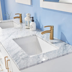 Altair Sutton 60" Double Sinks Bathroom Vanity Set with Marble Countertop - The Home Selection