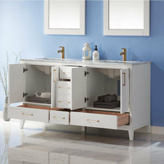 Altair Sutton 60" Double Sinks Bathroom Vanity Set with Marble Countertop - The Home Selection