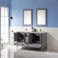 Altair Sutton 60" Double Sinks Bathroom Vanity Set with Marble Countertop - The Home Selection