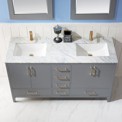 Altair Sutton 60" Double Sinks Bathroom Vanity Set with Marble Countertop - The Home Selection
