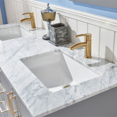 Altair Sutton 60" Double Sinks Bathroom Vanity Set with Marble Countertop - The Home Selection