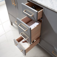 Altair Sutton 60" Double Sinks Bathroom Vanity Set with Marble Countertop - The Home Selection