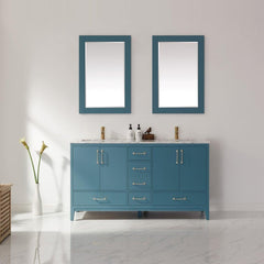 Altair Sutton 60" Double Sinks Bathroom Vanity Set with Marble Countertop - The Home Selection
