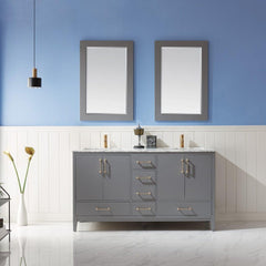Altair Sutton 60" Double Sinks Bathroom Vanity Set with Marble Countertop - The Home Selection