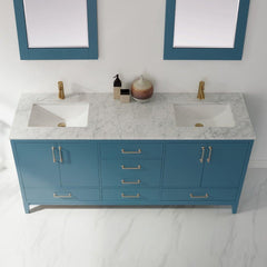 Altair Sutton 72" Double Sinks Bathroom Vanity Set with Marble Countertop - The Home Selection