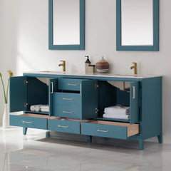 Altair Sutton 72" Double Sinks Bathroom Vanity Set with Marble Countertop - The Home Selection