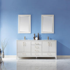 Altair Sutton 72" Double Sinks Bathroom Vanity Set with Marble Countertop - The Home Selection