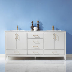 Altair Sutton 72" Double Sinks Bathroom Vanity Set with Marble Countertop - The Home Selection