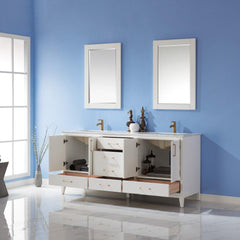 Altair Sutton 72" Double Sinks Bathroom Vanity Set with Marble Countertop - The Home Selection