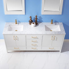 Altair Sutton 72" Double Sinks Bathroom Vanity Set with Marble Countertop - The Home Selection
