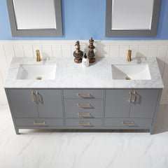 Altair Sutton 72" Double Sinks Bathroom Vanity Set with Marble Countertop - The Home Selection